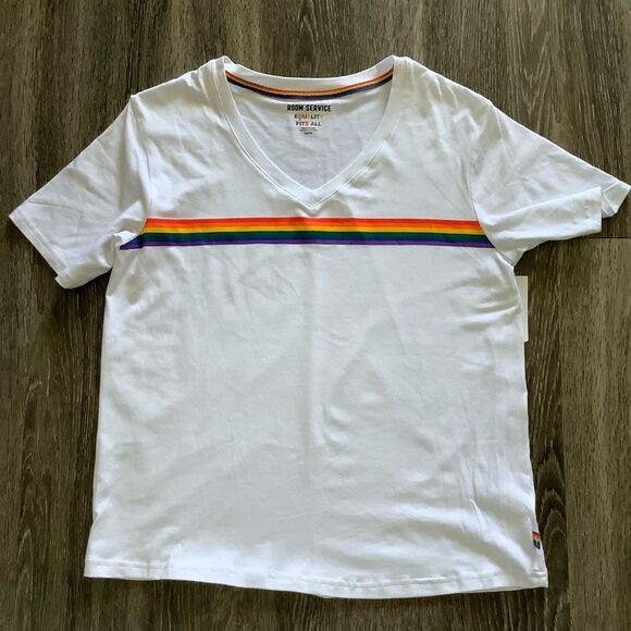 ROOM SERVICE Rainbow Graphic Tee Extra Small - Picture 3 of 8